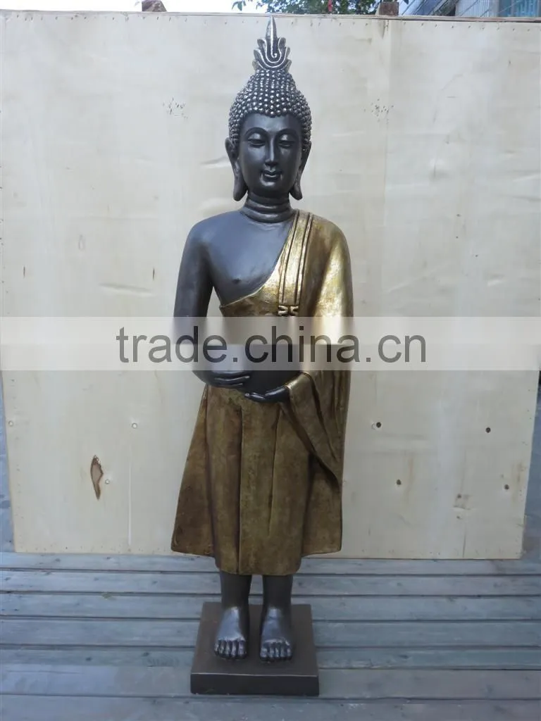 Fiberstone Golden coat standing buddha staute