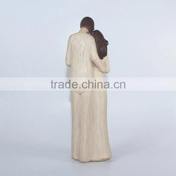 Wood imitation polyresin family figurine
