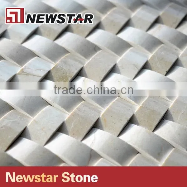 Newstar Herringbone 3d Cambered Crema Marfil Polished Tile Mosaic