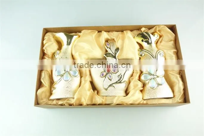 electroplated gold ceramic vase , cheap ceramic vase for wholesale