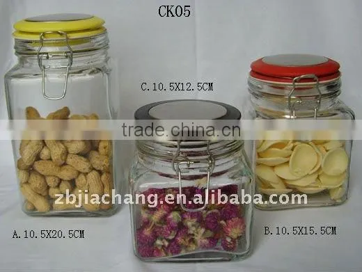 Hot sell- Airtight clear airtight glass jar with metal clip
