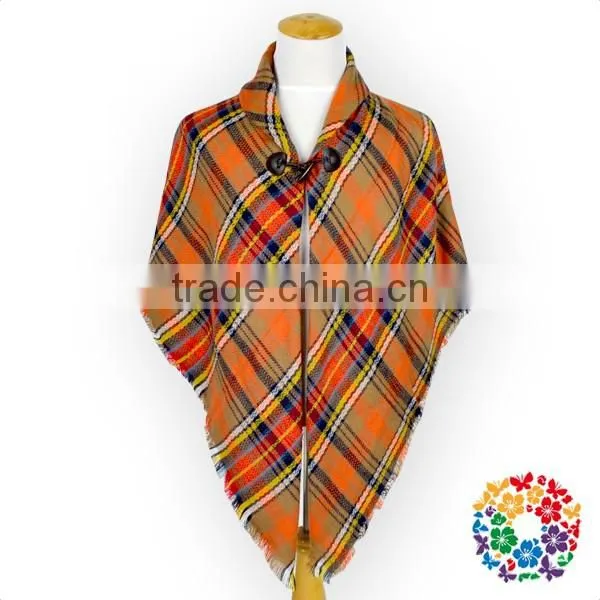 Wholesale Blanket Scarf Check Print Shawl Warm Cotton Cape Shawl