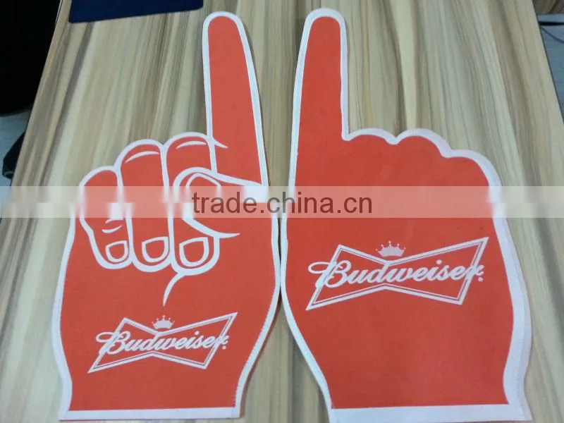 white big cheering hand gloves with logo print