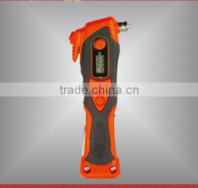 2016 Best auto emergency tool kits with emergency safety hammer, seat belt cutter, screwdriver,alarm warning and tire gauge