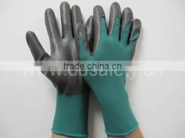 Browm Nylon Glove Nitrile Coated Working Safety Glove