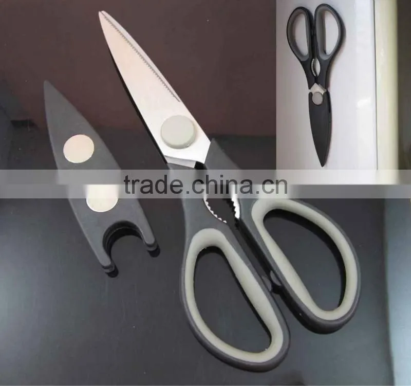 Newest tpr handle kitchen scissor with magnet cover