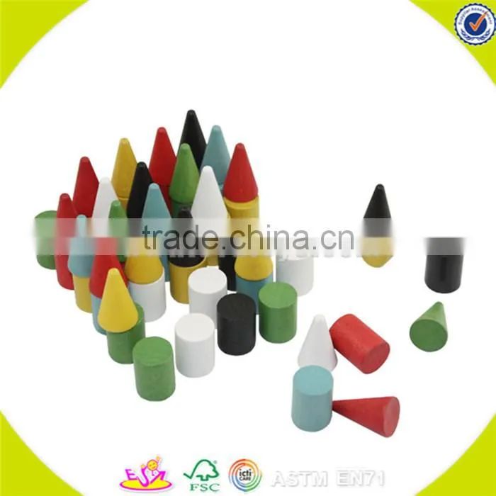 Wholesale hot wooden stacking puzzle blocks toy colorful wooden stacking puzzle blocks toy W13A017