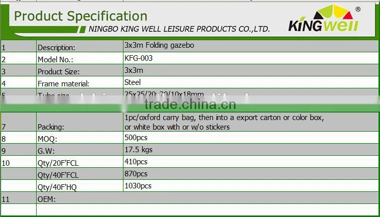 BSCI audit factory supply 100% polyester Gazebo Tent