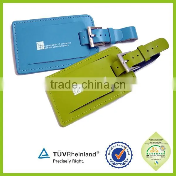 Personalised leather promotion item 2015 custom logo luggage tags