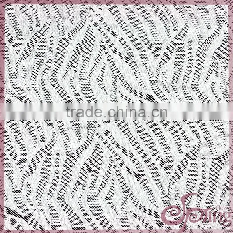 White zebra design shining soft elastic tricot lace, fashion swiss lace fabric