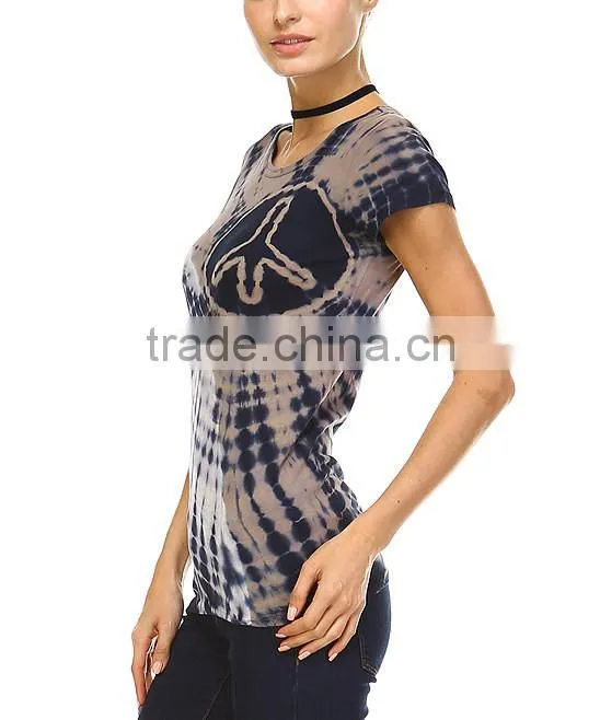 Gray & Black Tie-Dye Scoop Neck Tee