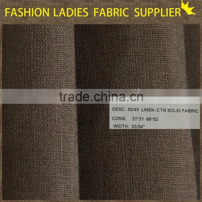 manufactory to produce high and good handfeel solid one plain weave 55 linen 45 cotton fabric