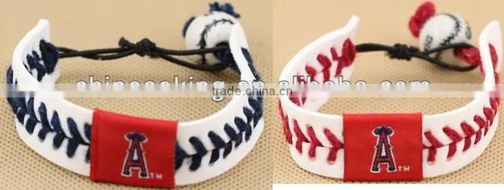 U.S. Major League Baseball leather braided bracelet, baseball sports leather bracelet,custom logo leather bracelet for promotion