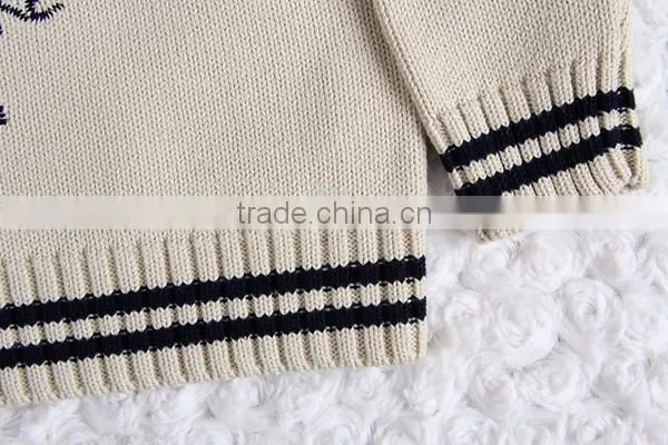Words embroidery jersey knitted kids pullover sweater crew neck