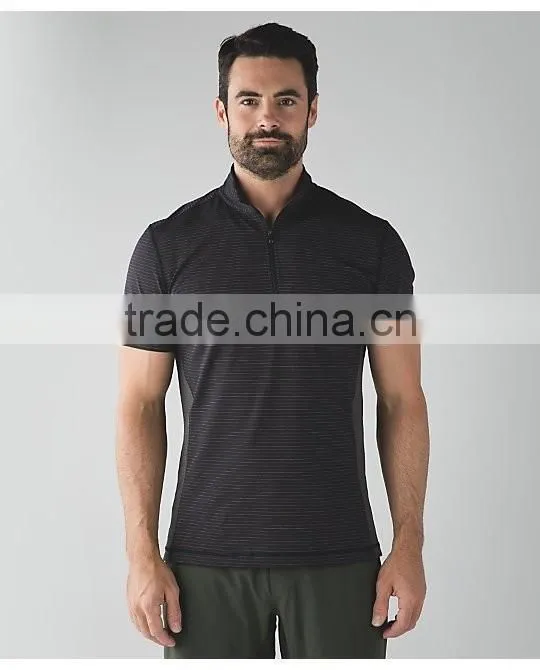Classical Solid Color Contrast Piping 1/4 Zipped Pullover Sport Sweatshirt
