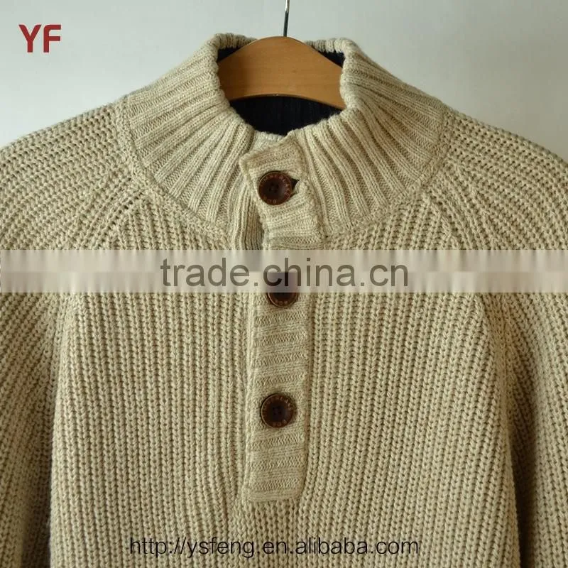 New Design 2015 Mock Neck Men Knitted Sweater