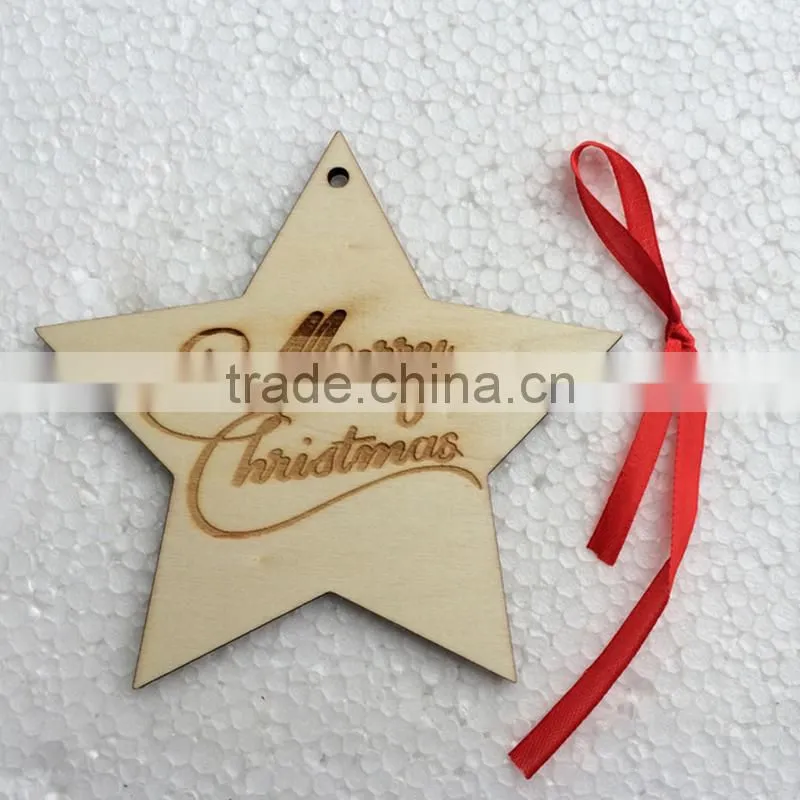 Christmas Ornament Hanging Decoration DIY Carving Star Wood Craft