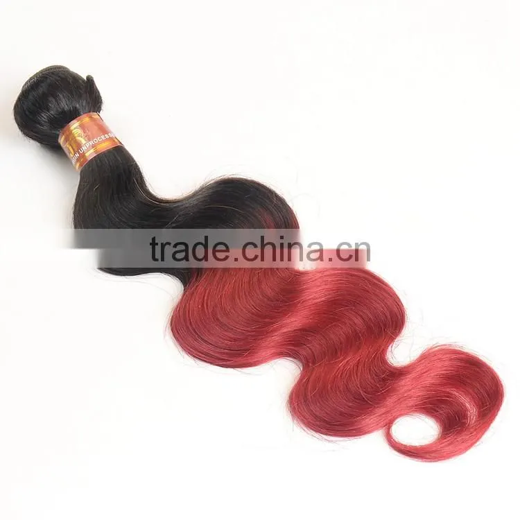 Black Rose 1B/Burgundy Body Wave Malaysian Hair Bundles Ombre Human Hair Weaves Wavy Extension