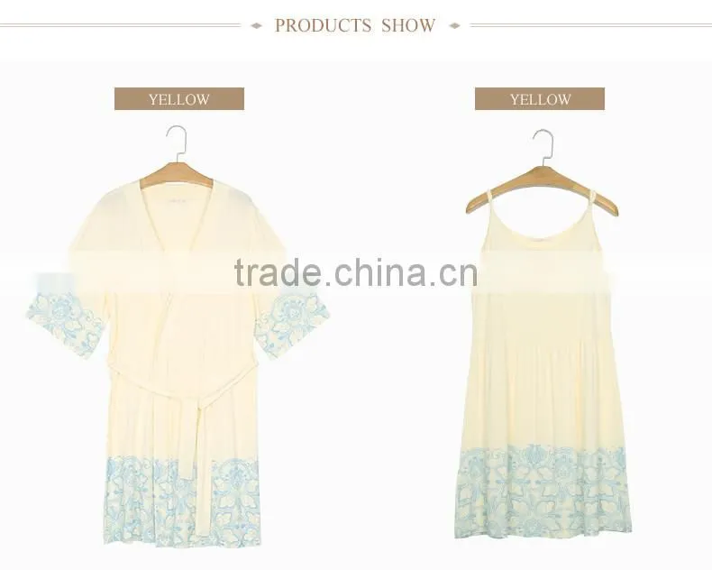 China supplier quality Qianxiu two pieces hot printed ladies deft design night wear