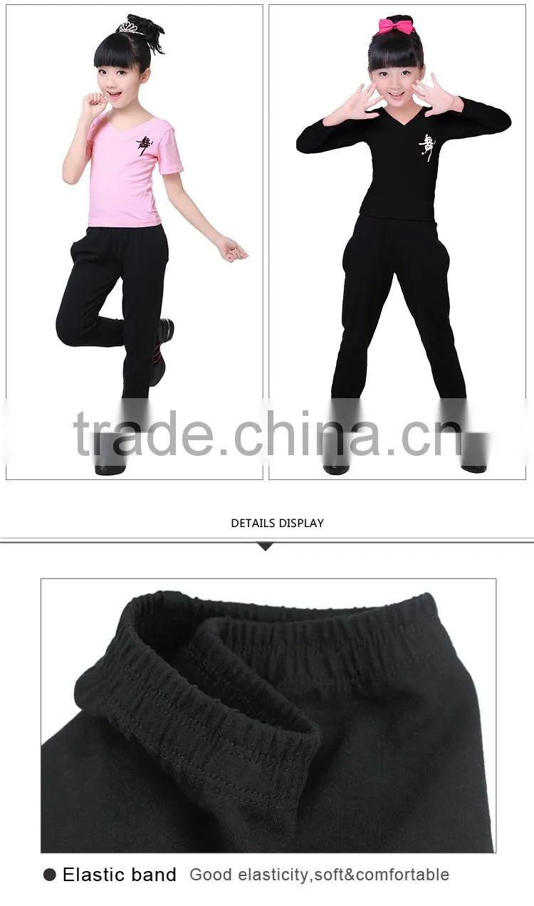 Gymnastics Casual Ballet Pants Black Cotton Girls Kids Capri Pants