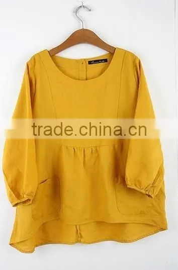 women linen blouse tops linen fabric clothing apparel factory wholesale