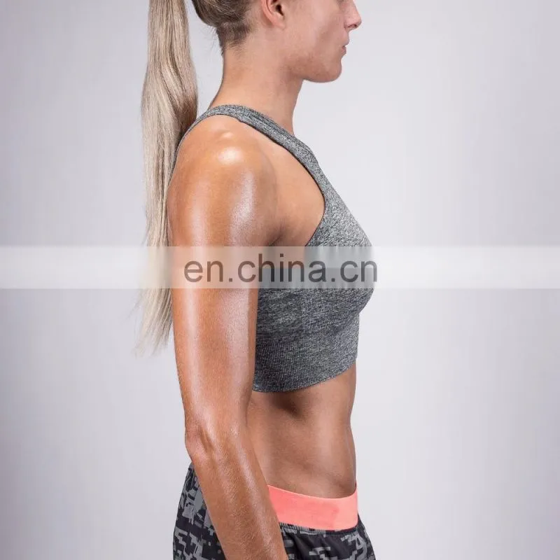 Custom yoga wear wholesale dry fit sport bra fitness women seamless performance gym bra street grey