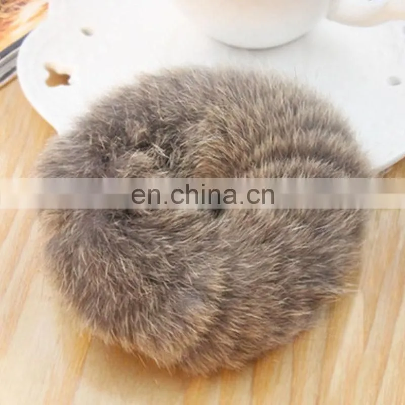 High quality handmade girl fur hairband real rabbit fur hair ring wholesale