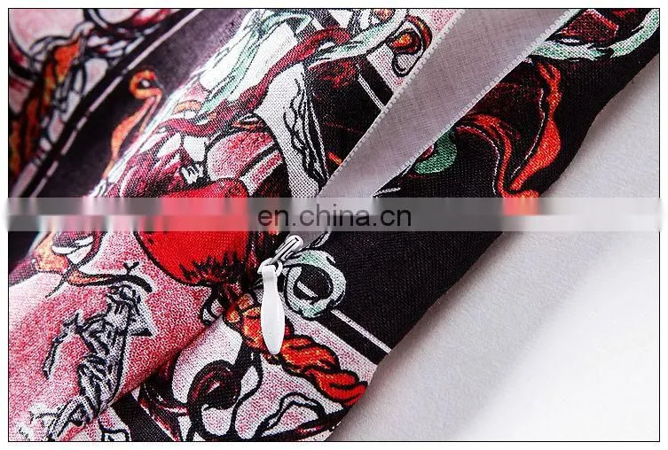 High quality short sleeve rayon cute print dress for 2016 summer