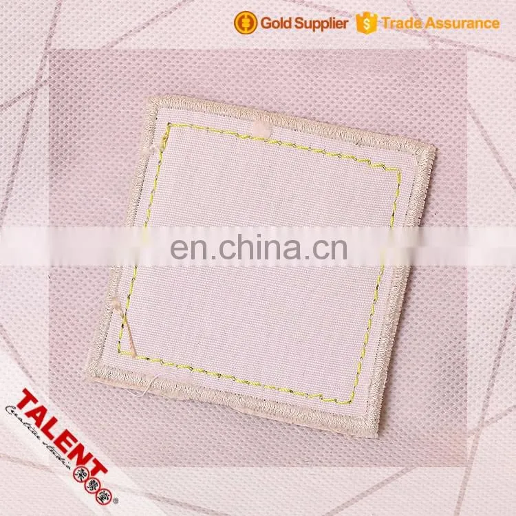 custom hot stamping brand logo bordure border jeans small leather patch sewing canvas for decoration