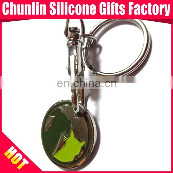 Custom metal shopping trolley coin keychain
