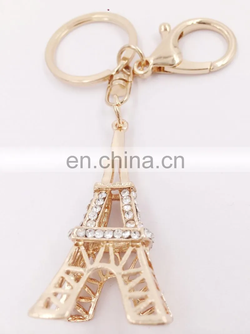 Metal Crystal Iron Tower Keychain Handbag Decoration Fashionable Delicate Gift