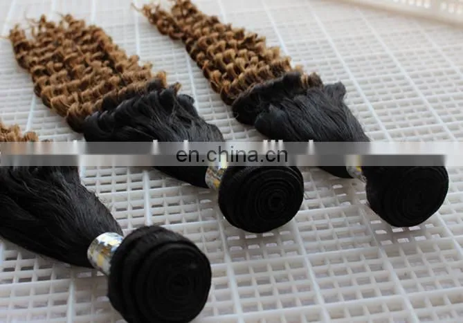 unprocessed wholesale virgin brazilian curly hair extension blonde deep wave hair weft