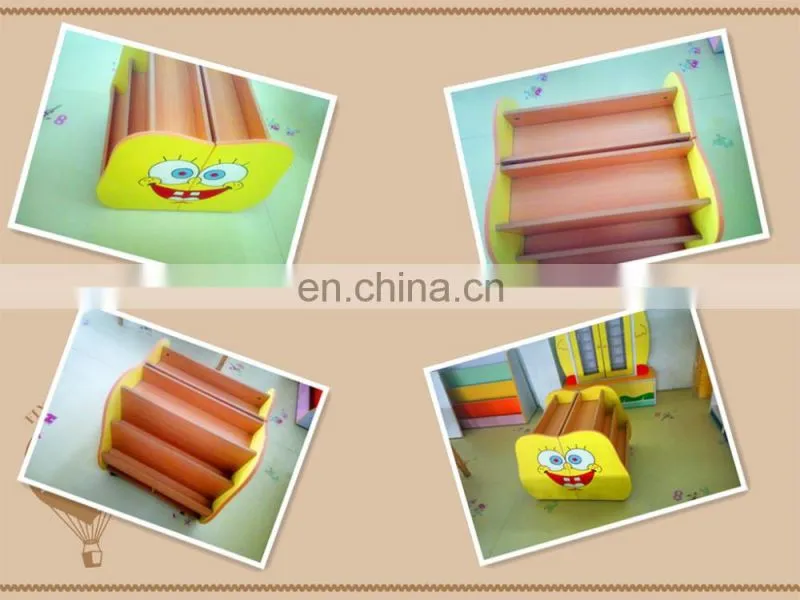 factory home kids furniture wood book shelf , newspaper bookshelf for kids