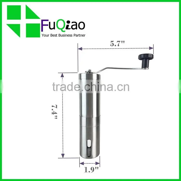 Trade Assurance Ceramic Burr Manual stainless steel commercial coffee grinder with scoop