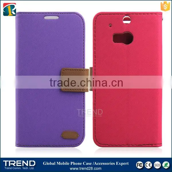 for HTC M8 china supplier wallet leather flip cover case