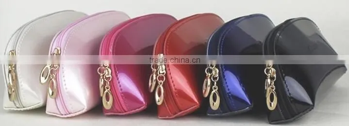 High quality makeup bag with custom logo,professional artist leather cosmetic bag,OEM leather plain purple toiletry makeup bag
