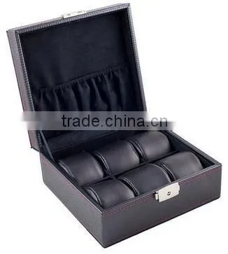 carbon leather jewelry travel case,hard shell black leather jewelry storage display case,black leather hard travel jewlery case