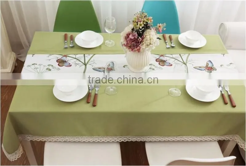 customized size pastoralism style lovely butterfulies leaves fabric embroidery table runners