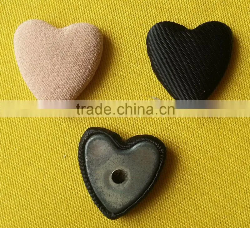 20MM heart Shape Fabric Covered Button with 3mm hole on back -- F1559