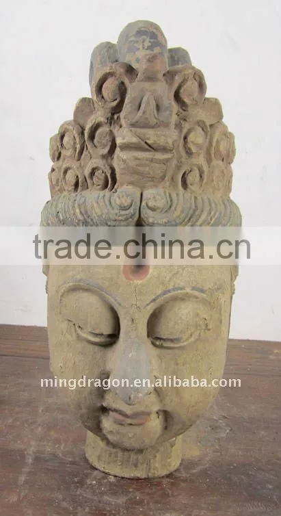 Chinese Antique Hand Carved Buddha Head Sculpture