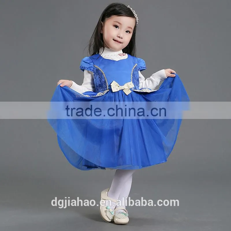 Wholesale fashion new design embroidery royal blue party children frocks designs