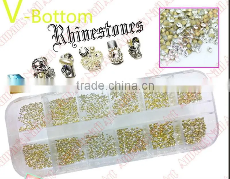 2.5mm V-BOTTOM Rhinestone Studs-for nail art, wholesale
