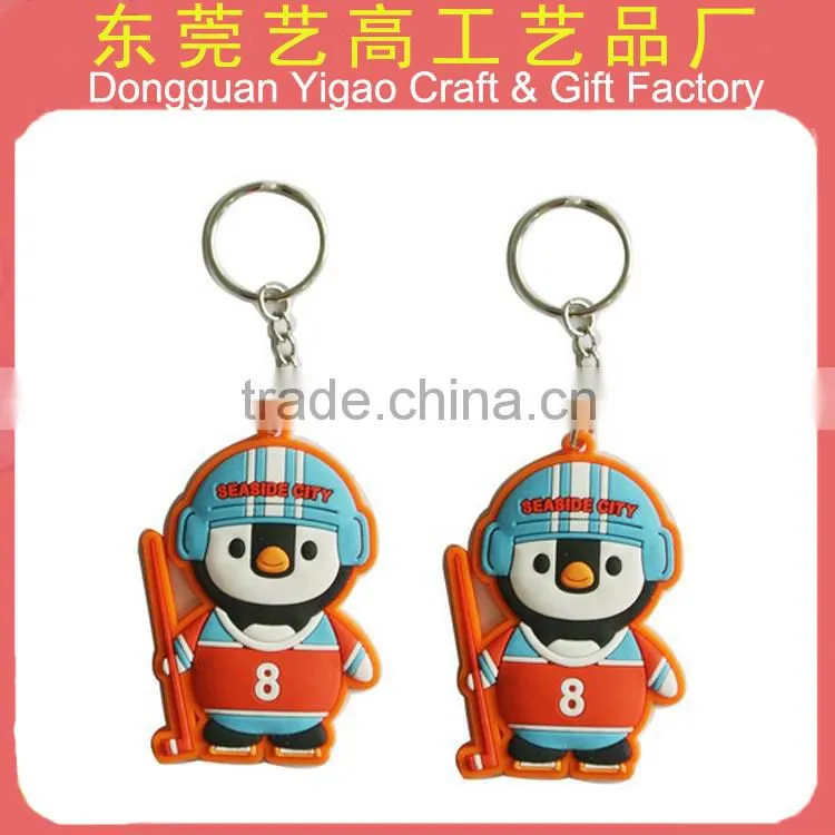 Soft PVC flat rubber keyring / 2d flat pvc keyring