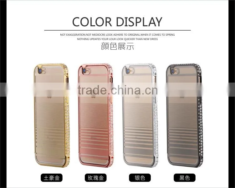 2015 New Design Pc Cover Phone Case With Diamond Metal Bumper