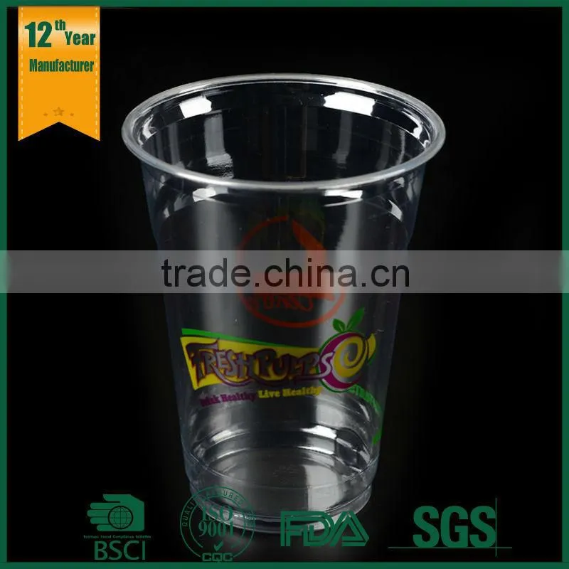 400ml disposable pet transparent beverage,plastic disposable cup,hot beverage juice cup with lid
