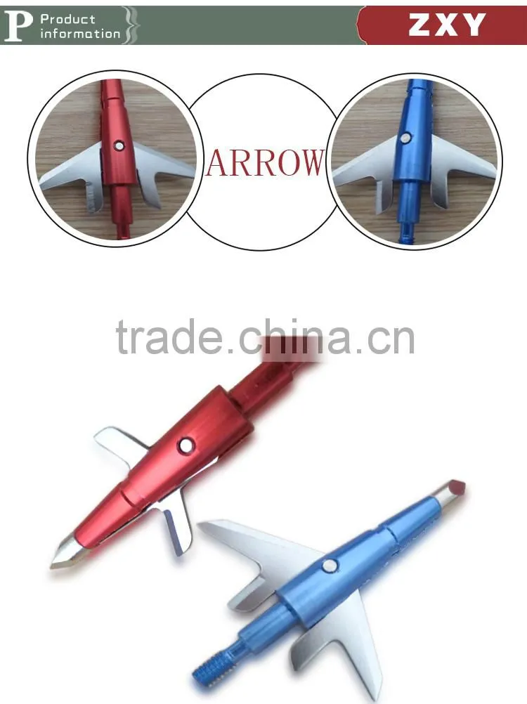 red Sharp Hunting Arrowheads, Stainless Steel Arrow Tips Arrowheads shape like Buffalo 100 grains Arrowheads