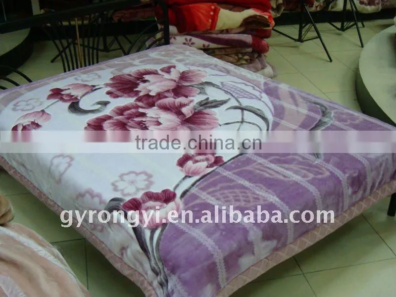 100% polyester carved thermal and zigzag raschel blanket