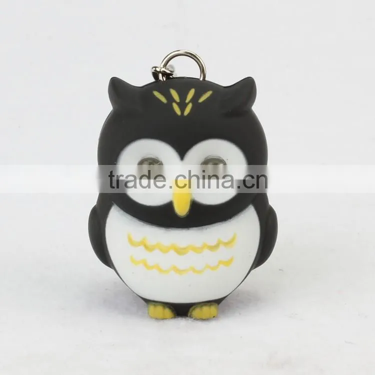 Plastic LED Owl Keychains with Sound