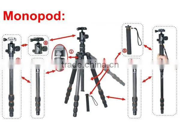 Professional Carbon Fibre Tripod Ball Head Monopod For Digital Camera DSLR