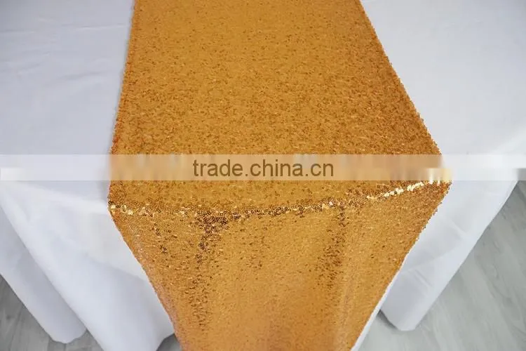 100%Polyester Rectangular Traditional sequin embroidery organza banquet table runner